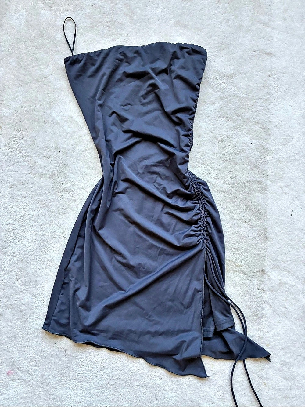 Ruched Black Mini Dress Size UK 6 Like New